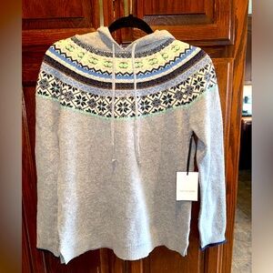 Tabitha Women Sweater - Gray with Blue and Cream Accents